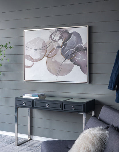 47" x 35.5" Large Modern Oil Painting, Hand Painted Abstract Gray Brown Watercolor Texture image 1