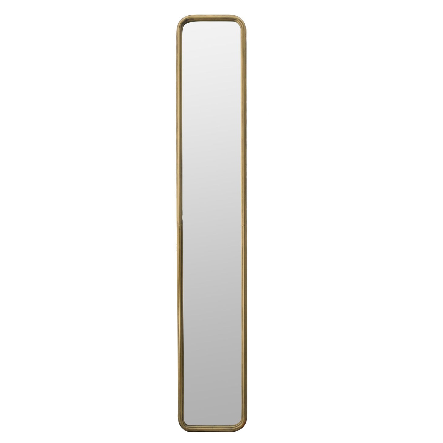 47x8 inch mirror with gold metal frame close up