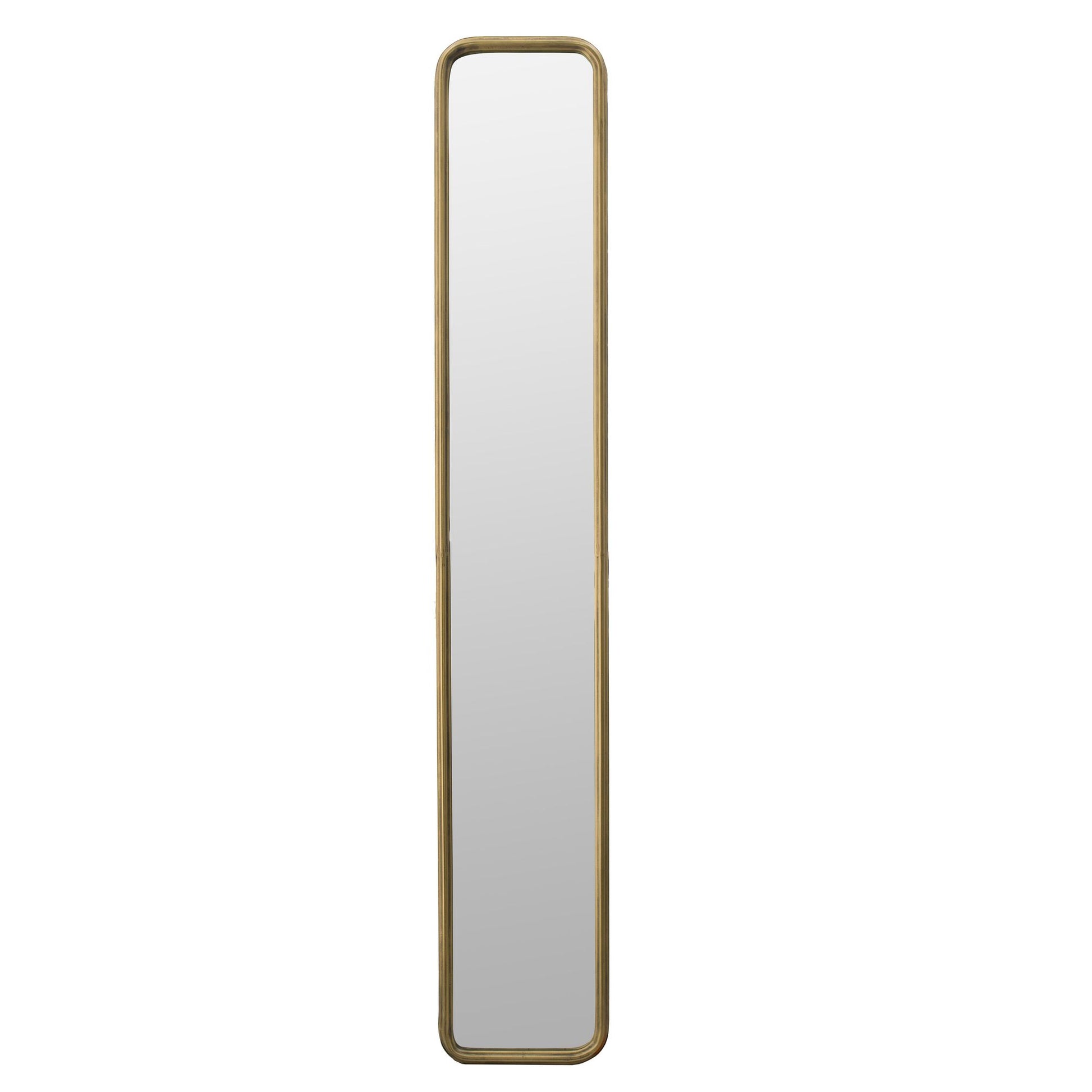 47x8 inch mirror with gold metal frame close up