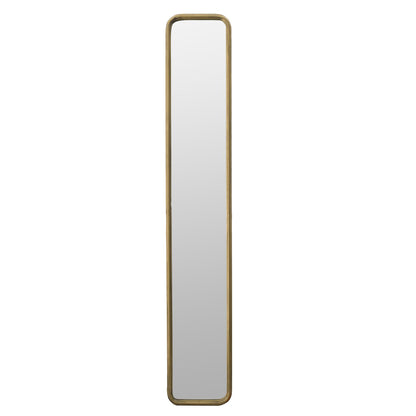 47x8 inch mirror with gold metal frame close up