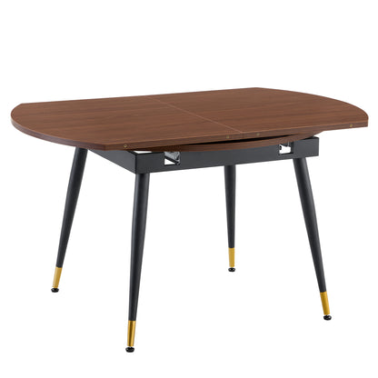 With a clever retractable mechanism, the Walnut Grain MDF table top and black metal legs and has a smooth and delicate surface.The unique look creates the sleek silhouette of a modern home. image 10