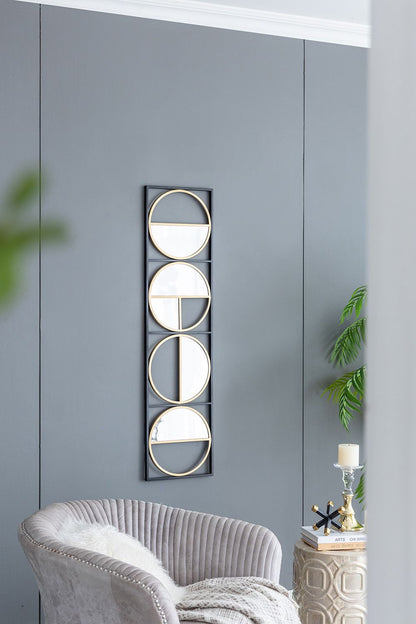 47.2" Eclectic Styling Metal Beaded Black Wall Mirror with Contemporary Design for Bedroom,Liveroom & Entryway image 4