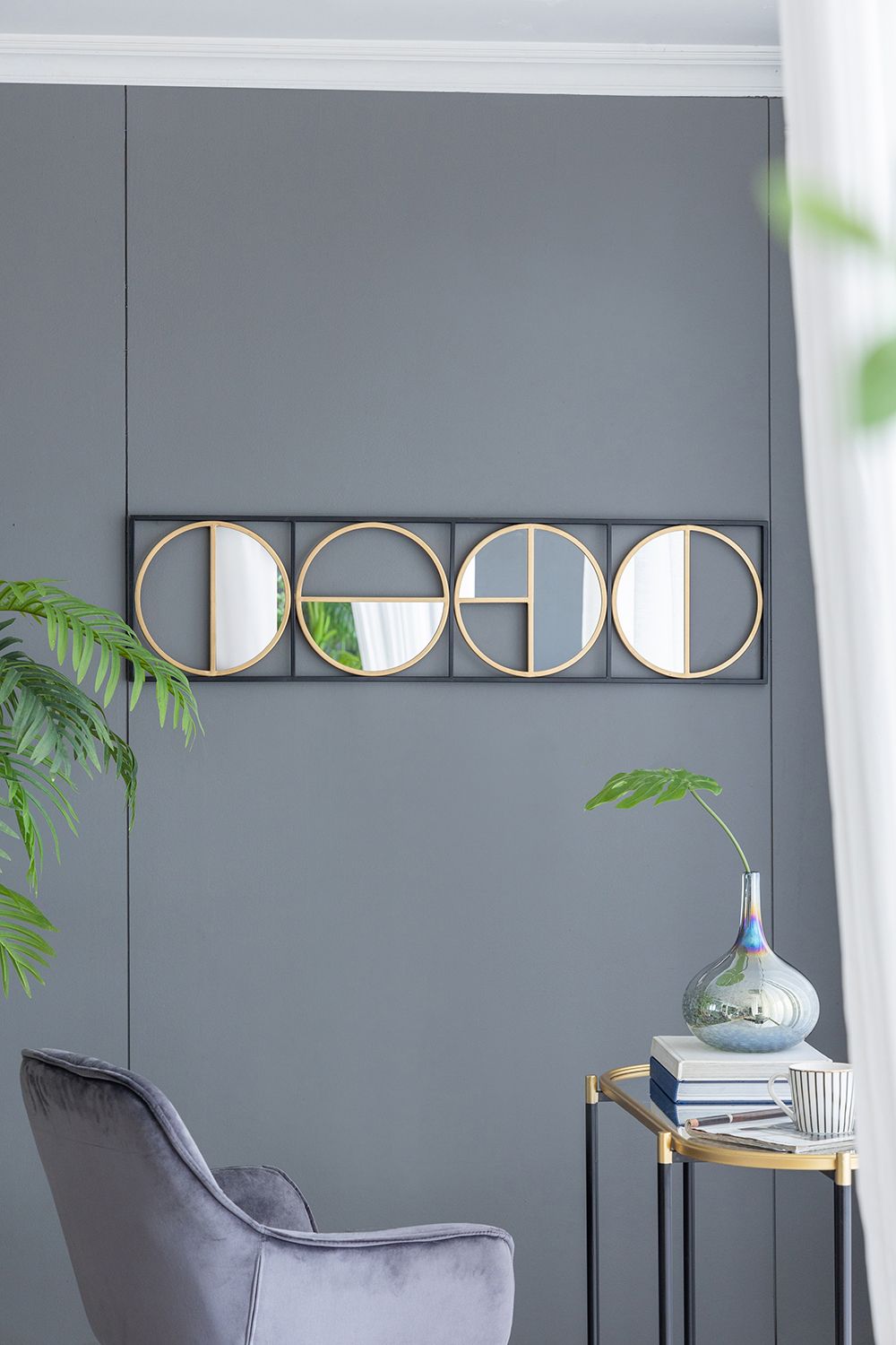 47.2" Eclectic Styling Metal Beaded Black Wall Mirror with Contemporary Design for Bedroom,Liveroom & Entryway image 3