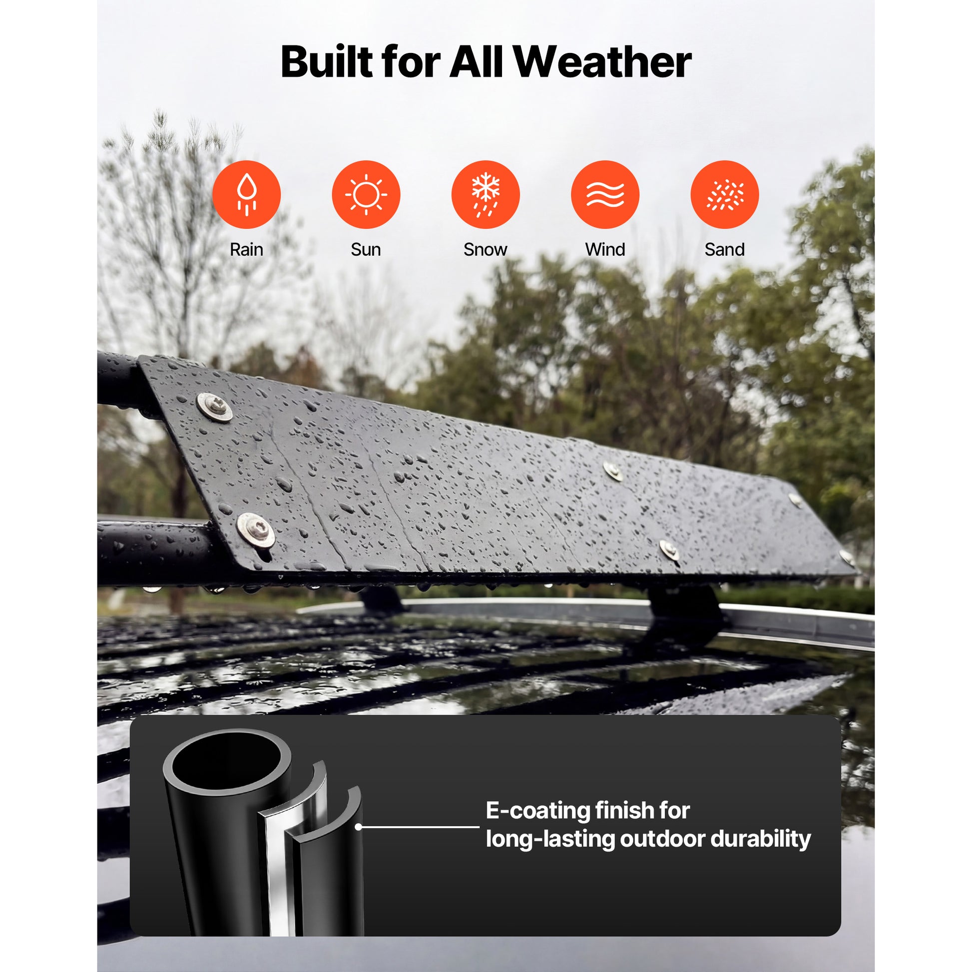 Roof Rack Cargo Basket, 46 x 36 x 4 in, Heavy Duty Roof Top Carrier Basket with Folding Design, 200 lbs Capacity, All-Weather Easy-Install Car Top Luggage Holder, Universal Fit for SUV Truck Car image 5