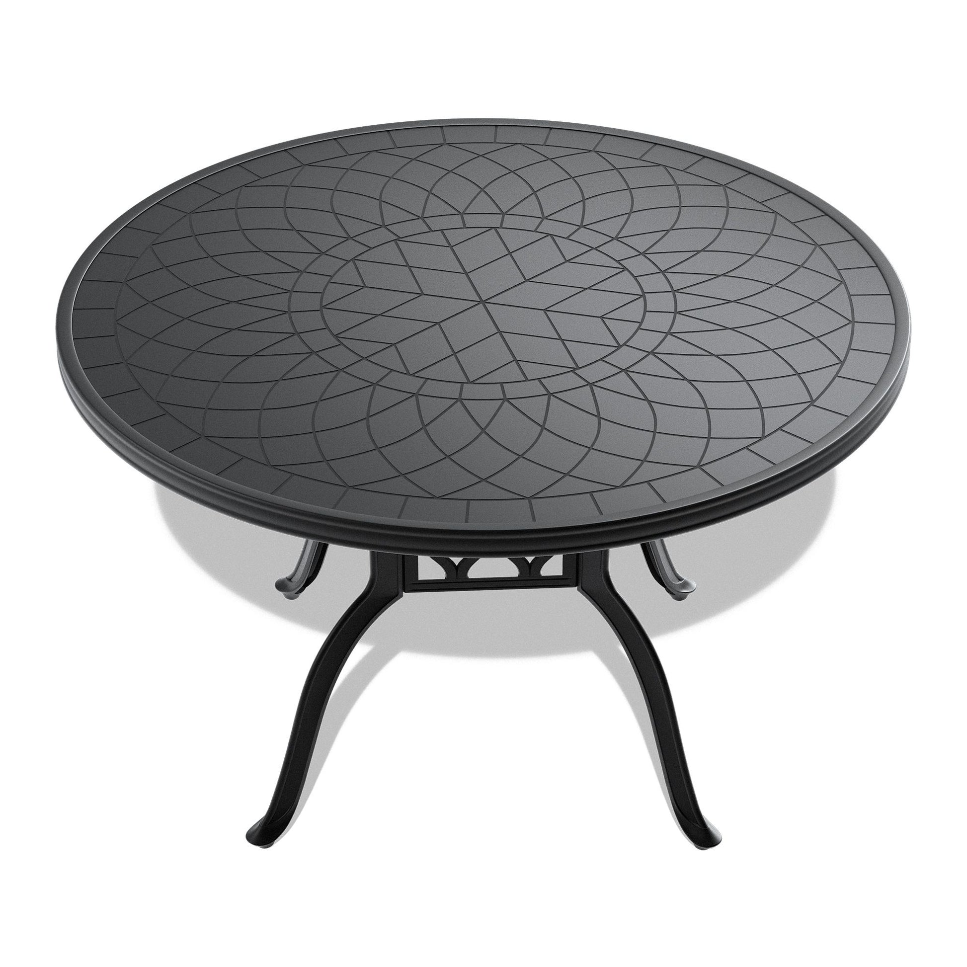 Ø47.24-inch Cast Aluminum Patio Dining Table With Black Frame and Carved Texture on the Tabletop (same sku: W171084479) image 2