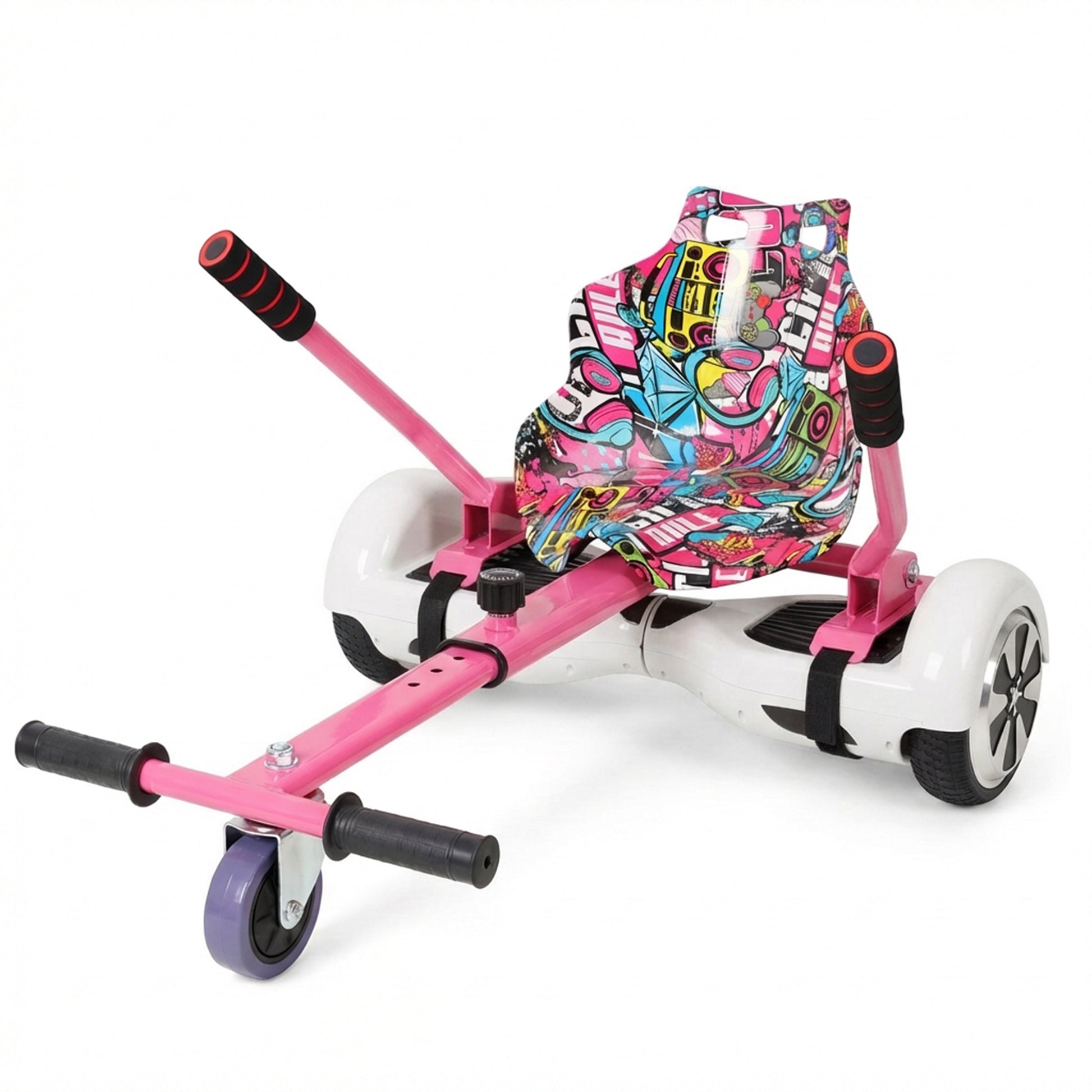 Hoverboard Seat Attachment Go-Kart,Fits 6.5" 8"10" Hoverboards,Sturdy Adjustable Off-Road Frame,Hover Cart for Family Fun,not include Hoverboard,Pink image 3