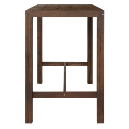 TREXM 5-Piece Rustic Patio Bar Set, Patio Table and Chairs Set with Ergonomic Chairs, Solid Wood Slatted Tabletop for Poolside, Balcony, Backyard, Porch (Mocha+Beige Cushion) image 5