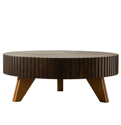 35.4 "Round Retro Coffee Table, Coffee Table Suitable For Coffee and Home Decor, Brown image 12