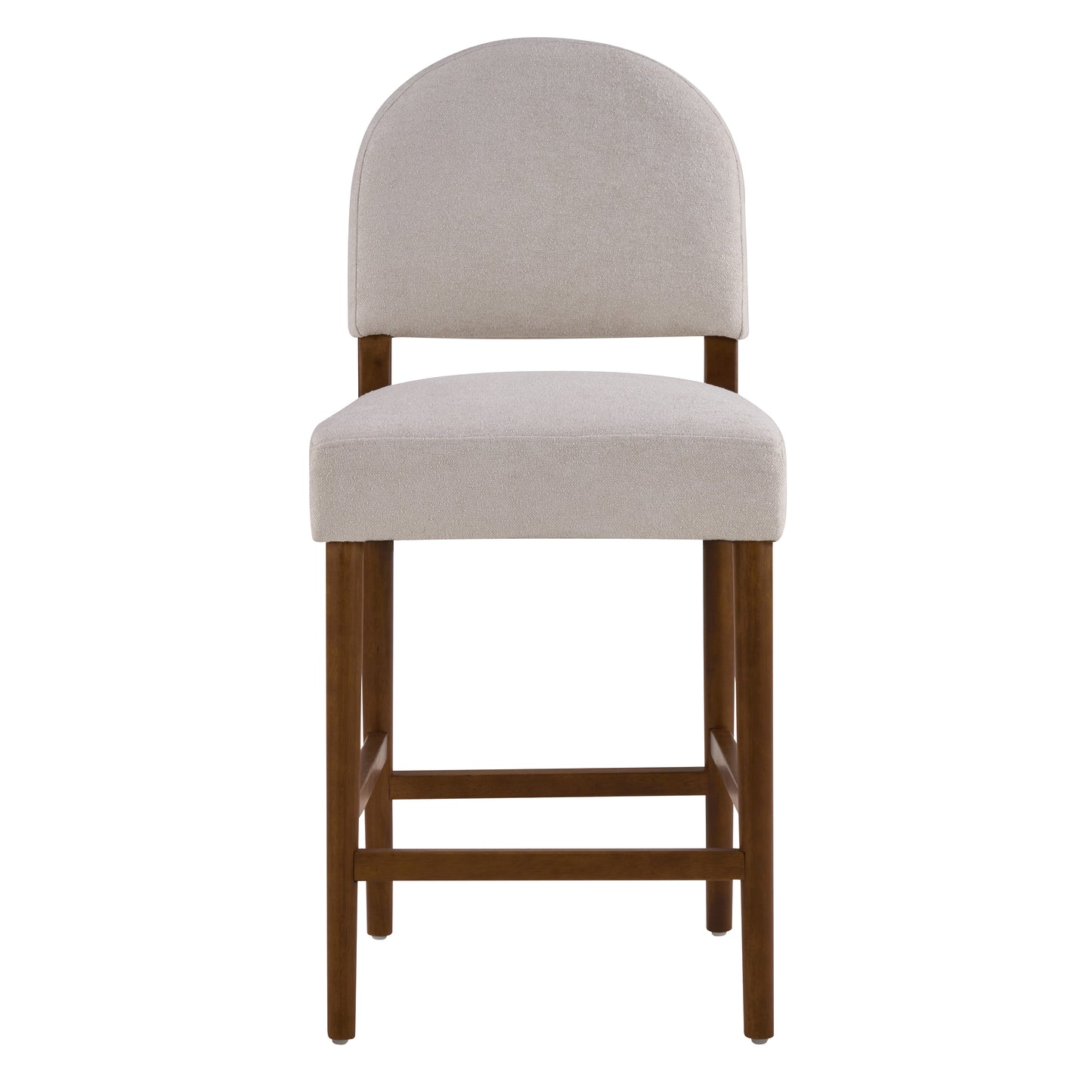26'' Seat Height Light Gray Fabric & Walnut Rubberwood Bar Stool, Adjustable Floor Leveler, Spacious Seat for Kitchen Island(Light gray,set of 2) image 4
