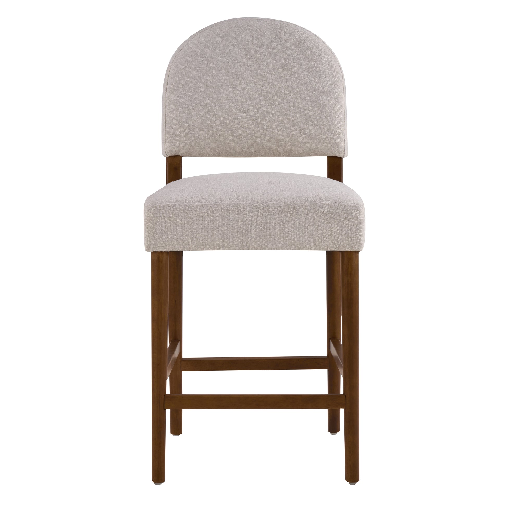 26'' Seat Height Light Gray Fabric & Walnut Rubberwood Bar Stool, Adjustable Floor Leveler, Spacious Seat for Kitchen Island(Light gray,set of 2) image 4