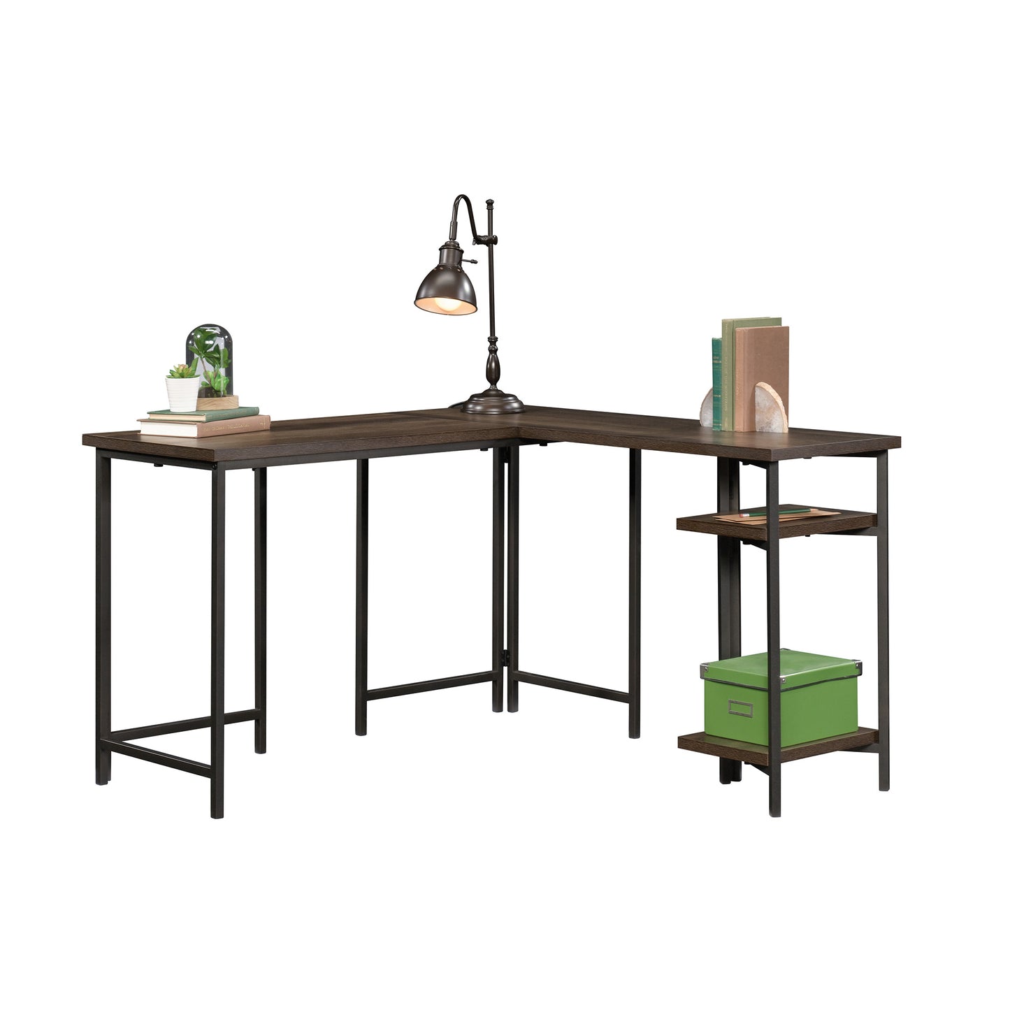 L-Shaped Desk with Rustic Style, Brown finish image 7