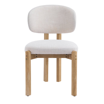 Beige Upholstered Scandinavian Natural Finished Frame Dining Chairs (Set of 2) image 5