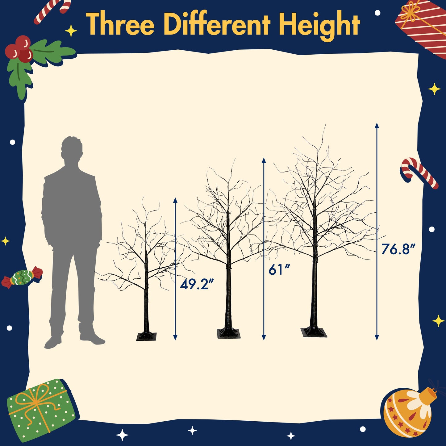 3 Pac Christmas Tree with Purple Lights, 4FT 5FT and 6FT, Lighted Black Tree for Christmas Decoration image 5