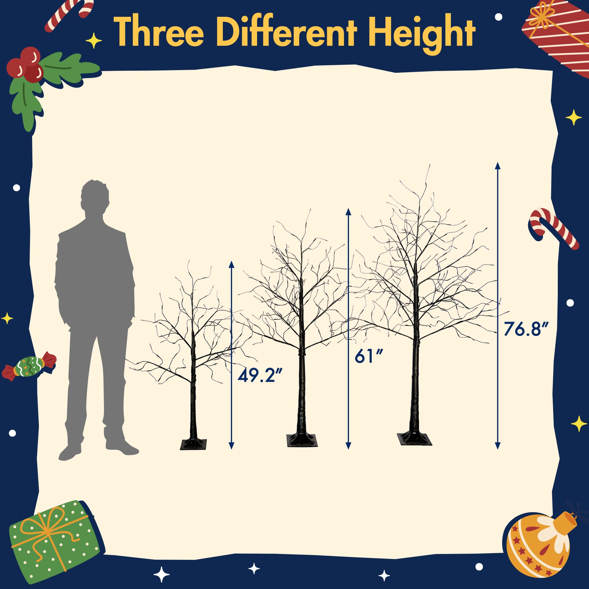 3 Pac Christmas Tree with Purple Lights, 4FT 5FT and 6FT, Lighted Black Tree for Christmas Decoration image 5