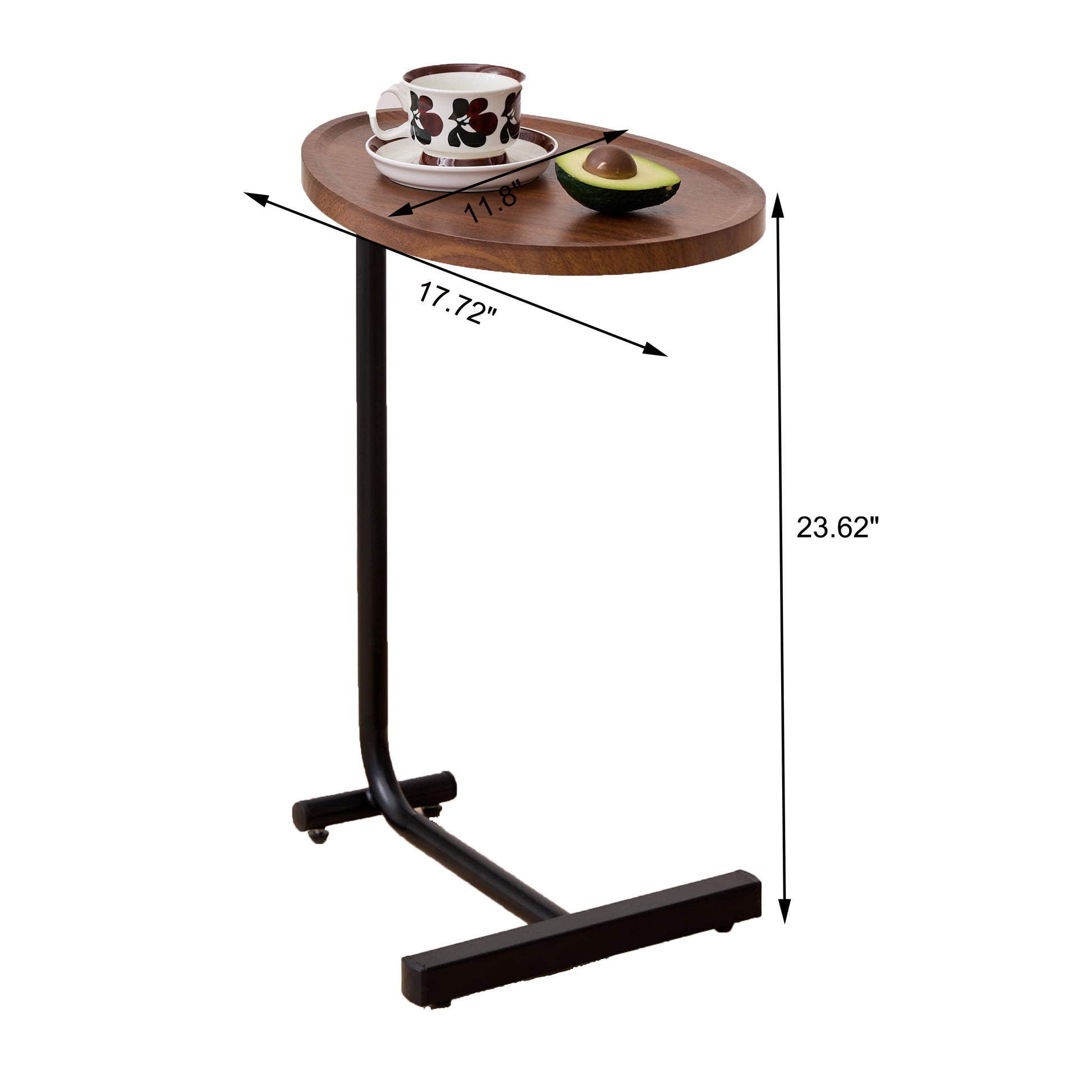 2-pieces Brown C-shaped Side Table, Small Sofa Table for Small Spaces, Living Room, Bedroom image 3