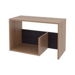 Light Oak and Wengue Side Table with Open Storage