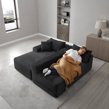 105'' Modular Sectional Sofa, Cloud Sectional Couch with Deep Seat, Modern Modular L-Shape Sofa Couch with Chaise,Upholstered Couches for Living Room Bedroom,No Assembly, (BLACK) image 6