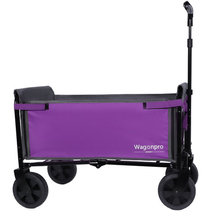 All-in-One Convertible Folding 4-Wheel Trolley with Bench Seat and Dog Leash - Heavy Duty Foldable Utility Trolley for Camping, Beach, Shopping - Versatile Seating and Storage Space, purple/gray image 2