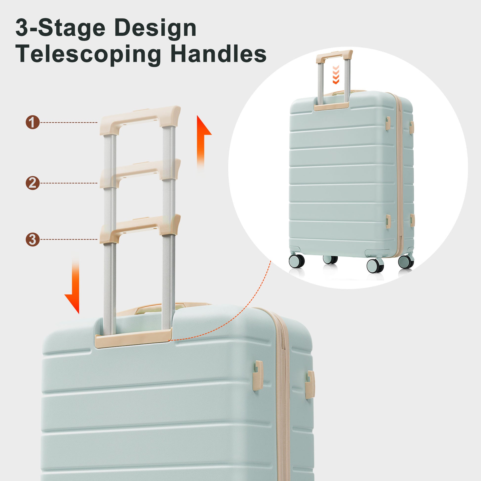Travelpro Max 6-Piece Hardside Luggage Set with TSA Lock, 14/20/24/28 Inch Spinner Suitcase Set with Expandable Travel Duffel Bag & Waterproof Toiletry Kit, Adjustable Handle (grey green) image 5