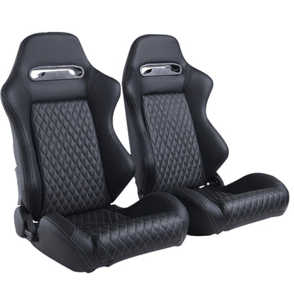 Driver's side 1PC Universal Racing Seats Stitch PVC Leather Reclinable Carbon Look Leather Back With Adjustor Slider(Not Including Seat Bracket) 1 box of 1 pieces image 1