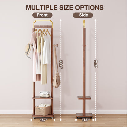 Coat Racks solid wood hanger 15.7* 11.8*71in Solid environmental protection easy to assemble beautiful can be placed in the bedroom/entrance/living room (Walnut) image 3