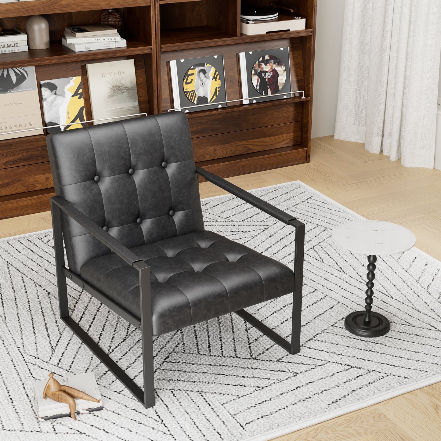 Accent Chair Modern Upholstered Accent Chair, Linen Sofa Chair for Bedroom, Living Room, Office image 1