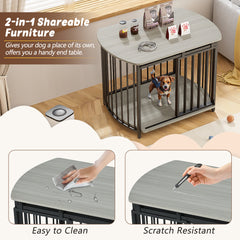 GO 31.5" Furniture Style Dog Crate for Small and Medium Dogs, Wooden Cage Indoor Kennel Furniture, Modern Dog Crate End Table with Double-Doors, Gray