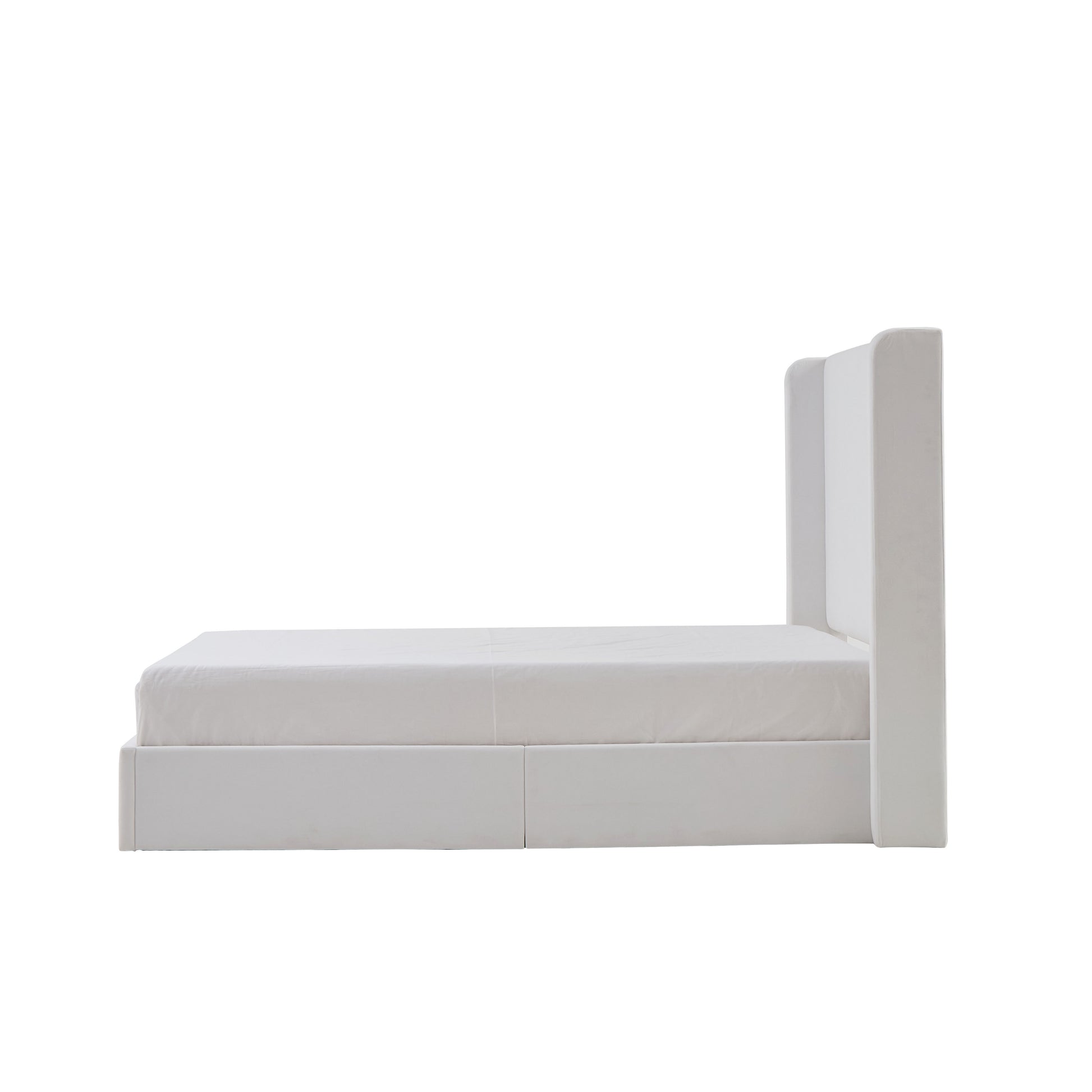 Carmen Upholstered Wingback Bed / Upholstered Platform Bed Frame / 52.3" High Headboard / Simplicity / Minimalist / No Box Spring Needed / Easy Assembly / King / Coconut Micro Suede / No Noise image 10