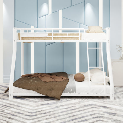 Metal Bunk Bed Twin Over Full Size with Removable Stairs, Heavy Duty Sturdy Frame with 12" Under-Bed Storage for Teen & Adults, Teens, No Box Spring Needed, White image 9