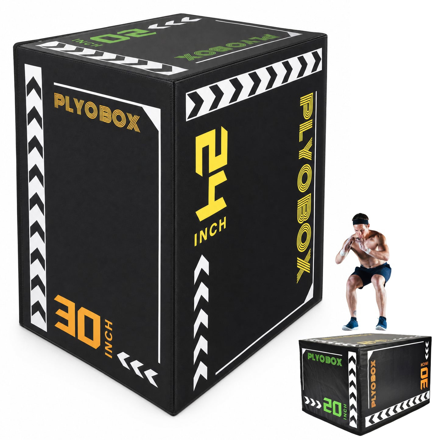 3-in-1 Foam Plyometric Jump Box, 20/24/30 Inch Adjustable Height, Non-Slip Soft Plyo Box for HIIT, Crossfit & Home Gym Training image 1