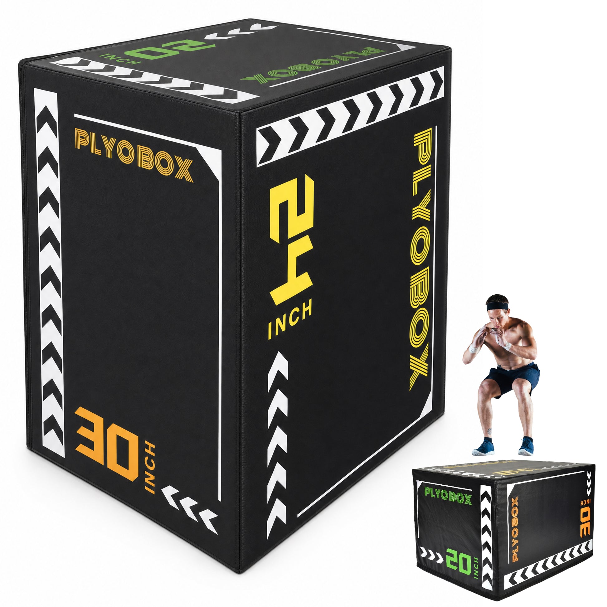 3-in-1 Foam Plyometric Jump Box, 20/24/30 Inch Adjustable Height, Non-Slip Soft Plyo Box for HIIT, Crossfit & Home Gym Training image 1