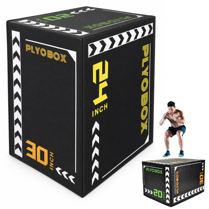 3-in-1 Foam Plyometric Jump Box, 20/24/30 Inch Adjustable Height, Non-Slip Soft Plyo Box for HIIT, Crossfit & Home Gym Training image 1