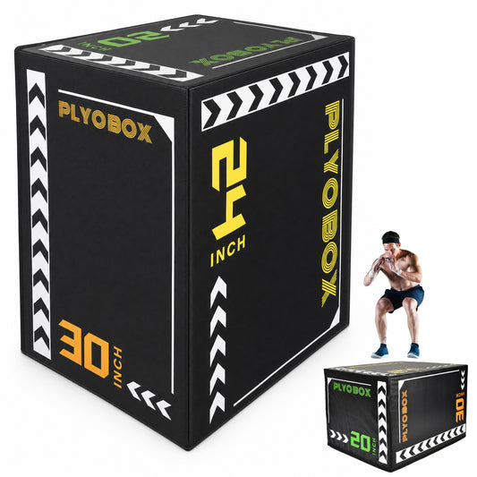 3-in-1 Foam Plyometric Jump Box, 20/24/30 Inch Adjustable Height, Non-Slip Soft Plyo Box for HIIT, Crossfit & Home Gym Training image 1
