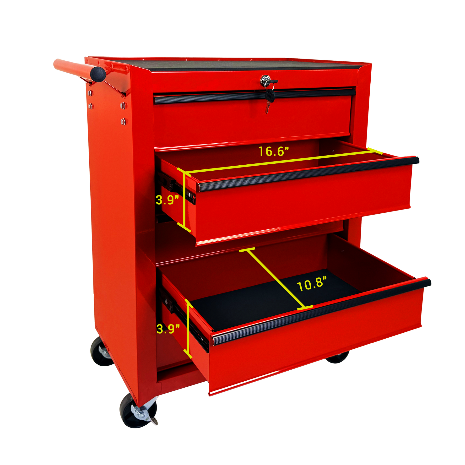 Rolling Metal Tool Chest with 5 Drawers, 20" 5-Drawer Tool Chest Cabinet with Ball Bearing Drawer Slides, Steel Tool Storage Box Organizer-RED image 4