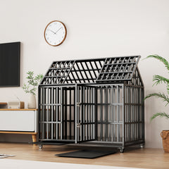 Heavy Duty Dog Cage with Roof & Window - Durable Pet Crate