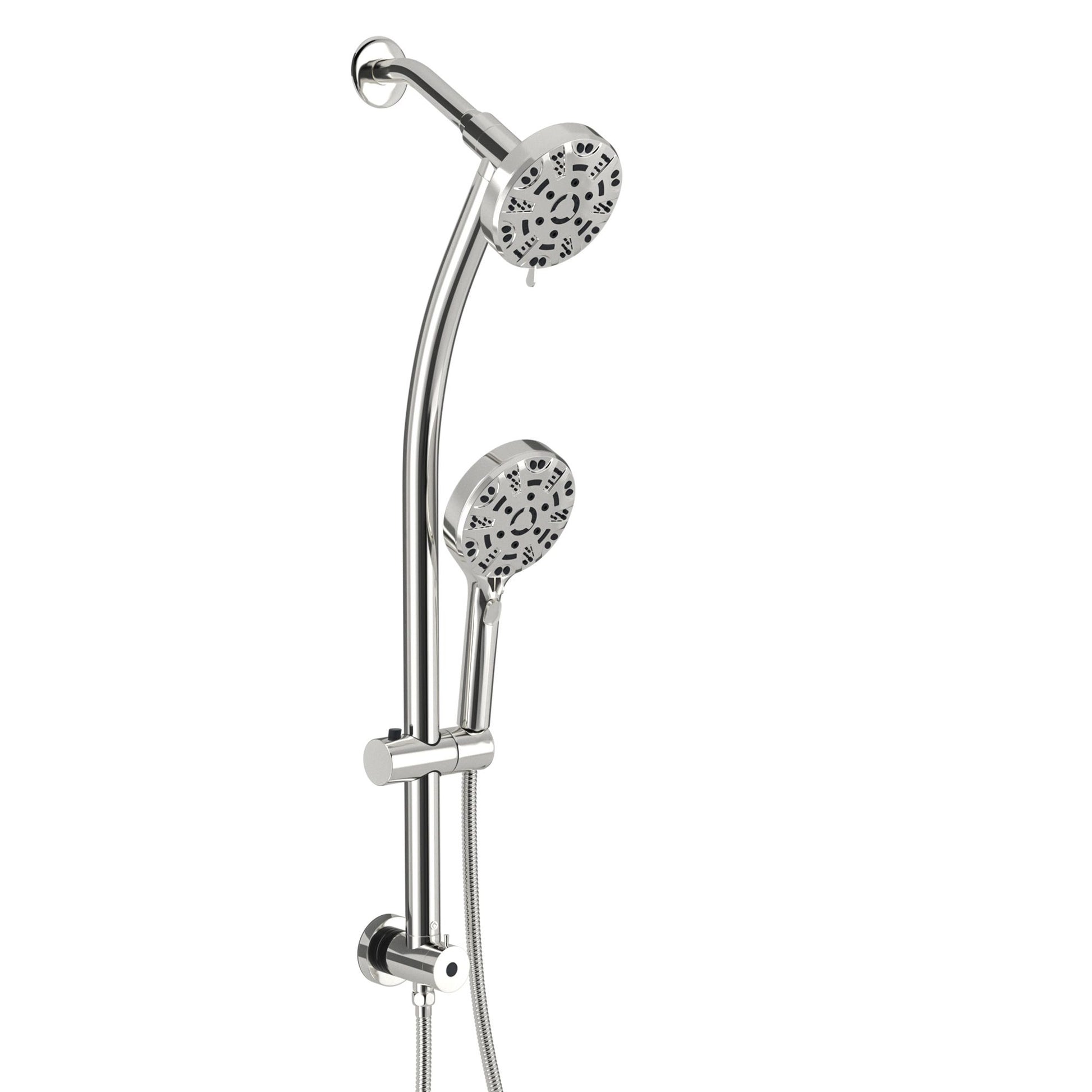 4.7in. Wall Mount Dual Multi Function ABS Round Rainfall Shower Head And Handheld Spray Set With Shower Slide Bar image 13