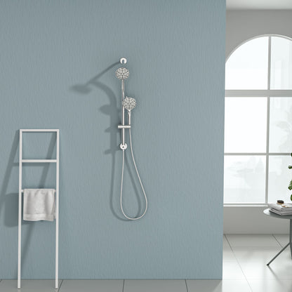 4.7in. Wall Mount Dual Multi Function ABS Round Rainfall Shower Head And Handheld Spray Set With Shower Slide Bar image 11