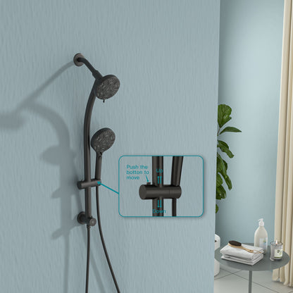 4.7in. Wall Mount Dual Multi Function ABS Round Rainfall Shower Head And Handheld Spray Set With Shower Slide Bar image 3