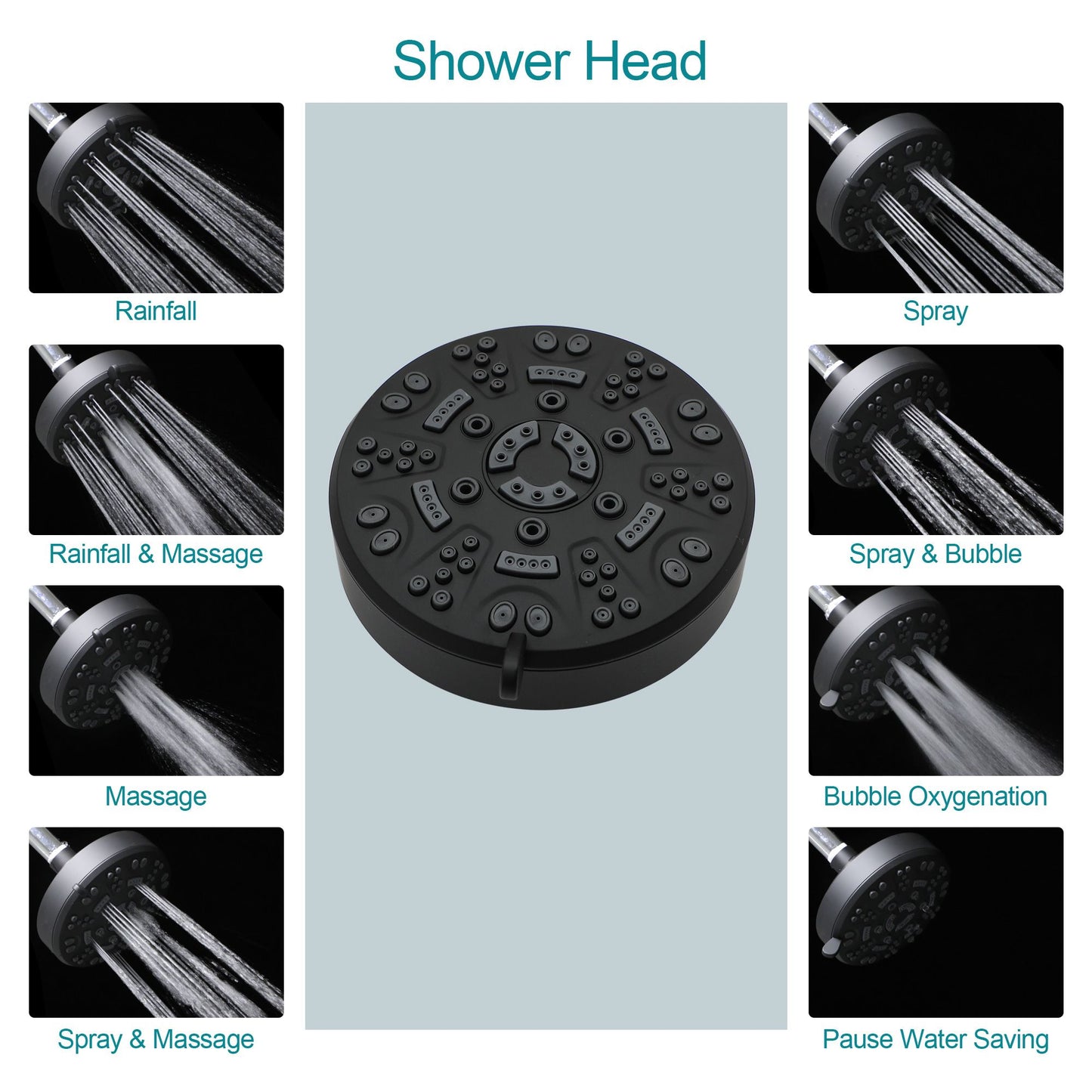 4.7in. Wall Mount Dual Multi Function ABS Round Rainfall Shower Head And Handheld Spray Set With Shower Slide Bar image 7
