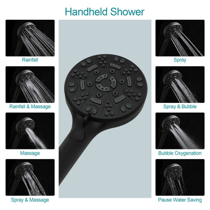 4.7in. Wall Mount Dual Multi Function ABS Round Rainfall Shower Head And Handheld Spray Set With Shower Slide Bar image 6