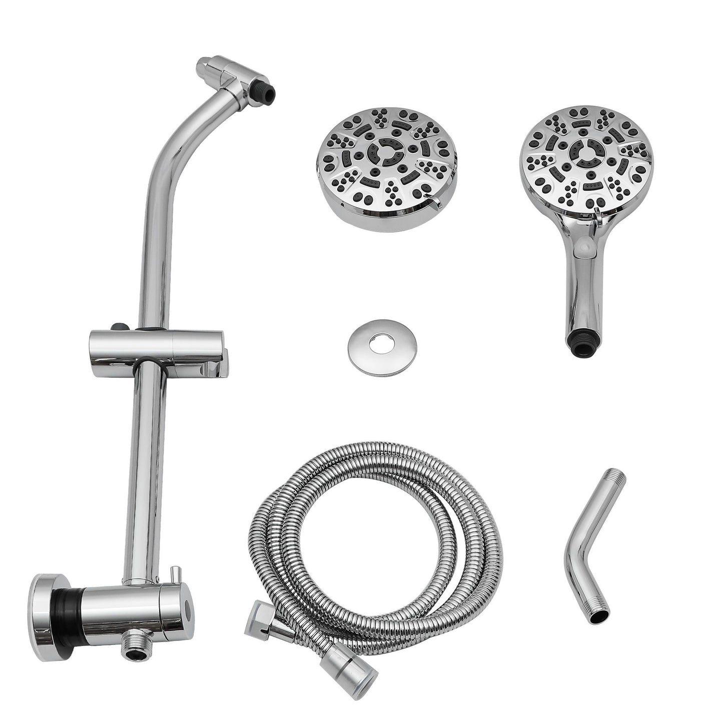 4.7in. Wall Mount Dual Multi Function ABS Round Rainfall Shower Head And Handheld Spray Set With Shower Slide Bar image 17