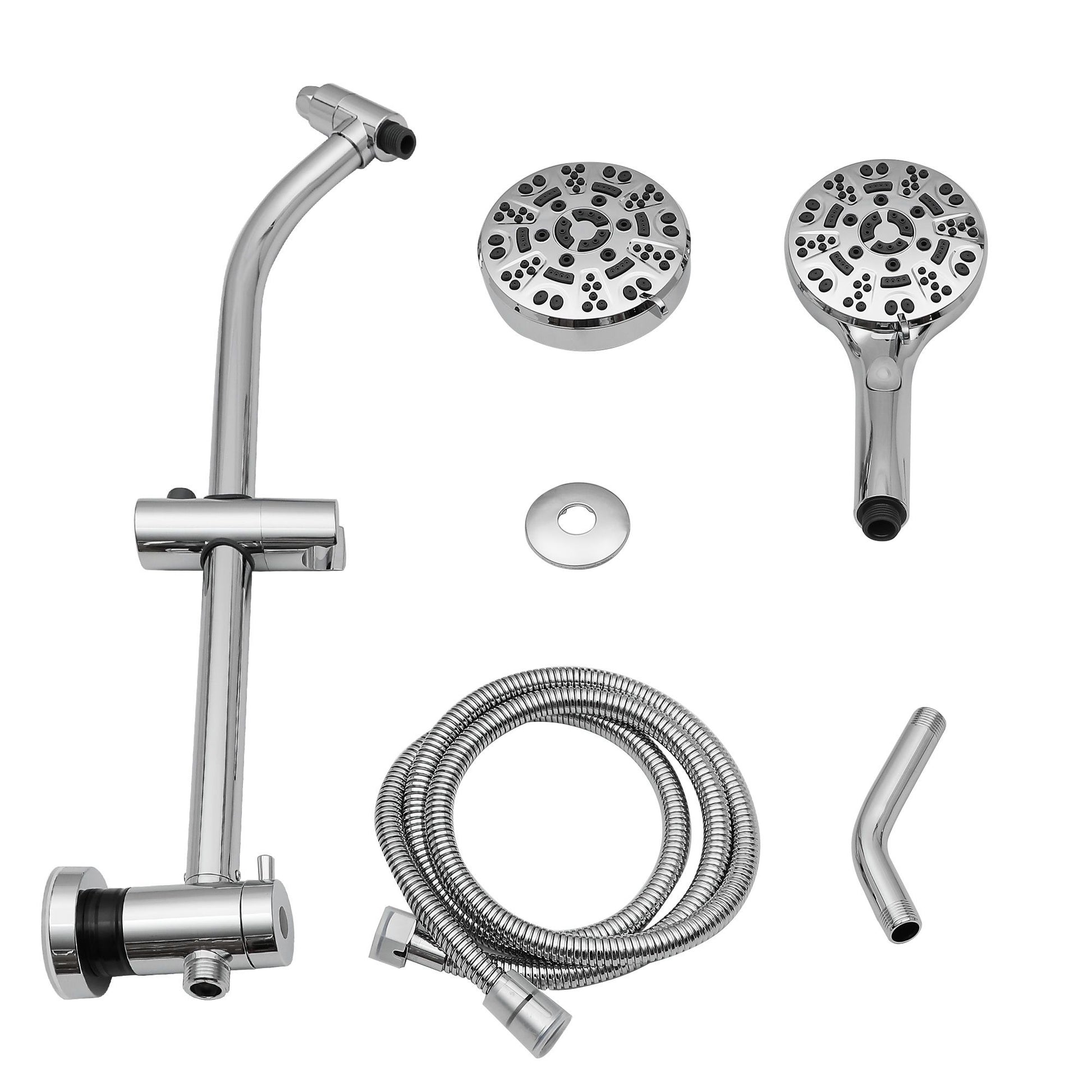 4.7in. Wall Mount Dual Multi Function ABS Round Rainfall Shower Head And Handheld Spray Set With Shower Slide Bar image 17