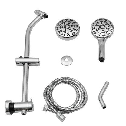 4.7in. Wall Mount Dual Multi Function ABS Round Rainfall Shower Head And Handheld Spray Set With Shower Slide Bar image 17