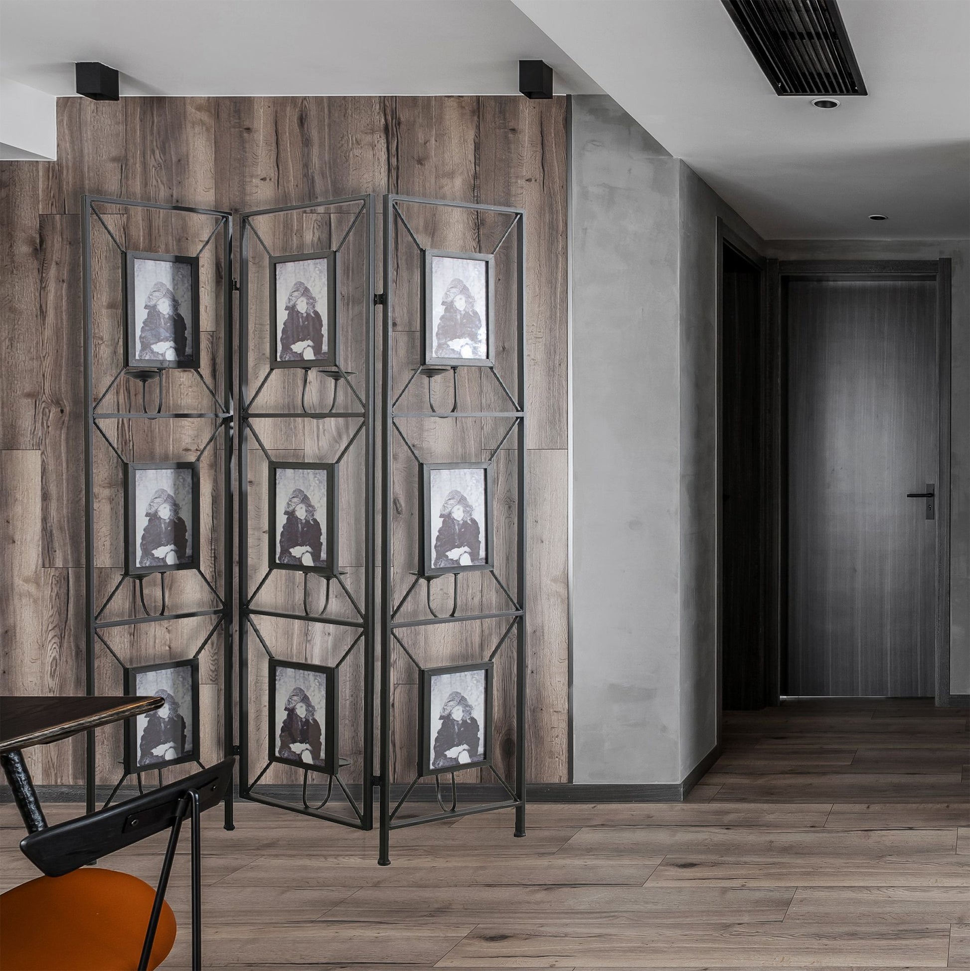 47x71" Room Photo Frames Screen Divider Screens, 3 Panel Decorative Screen with Photo Frames, Antique Mirror, Candle Sti image 5