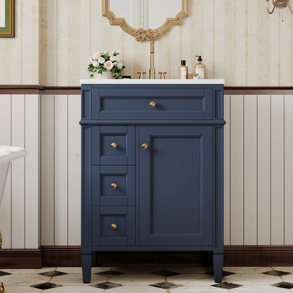 24'' Bathroom Vanity with Top Sink, Modern Bathroom Storage Cabinet with 2 Drawers and a Tip-out Drawer, Single Sink Bathroom Vanity image 3