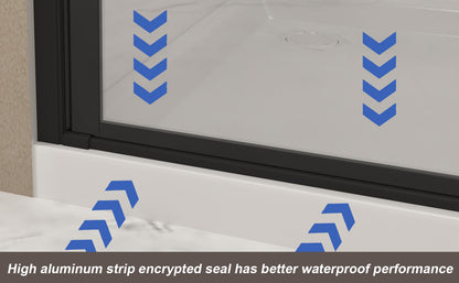 28"x 72" Pivot Shower Door, Matte Black Aluminum Frame, Half Frame,1/4"(6mm) Tempered Glass Explosion Proof Film,Stainless Steel Handle image 11