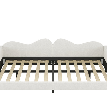 Full size Upholstered Daybed, Sherpa Fabric Sofabed with Cloud-Shaped Backrest, No Box-spring Needed, White(Old SKU: WF532069AAK) image 7