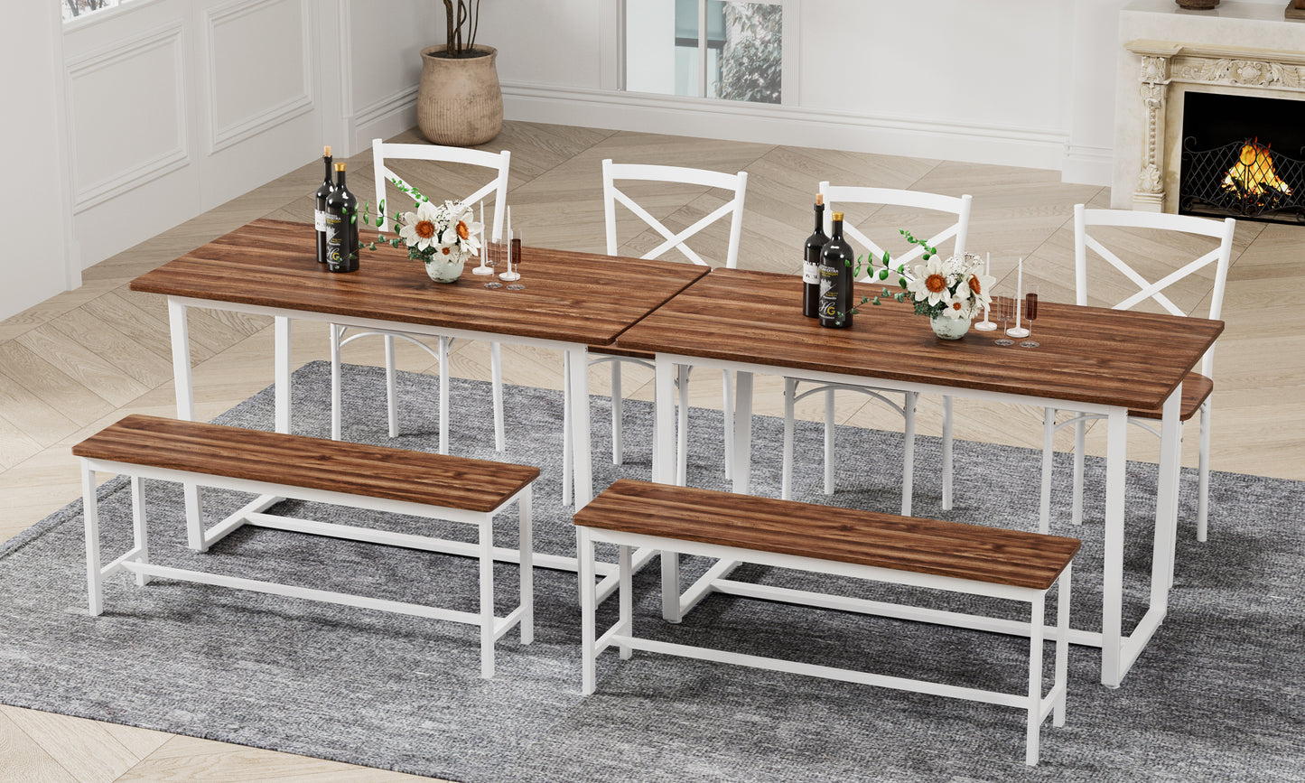 Four-piece set table and chair with backrest, industrial style, solid structure image 3