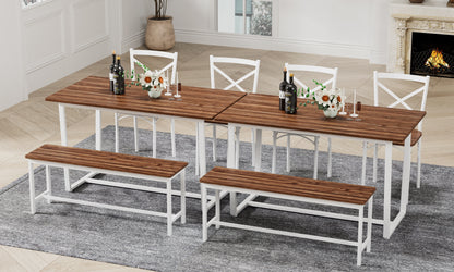 Four-piece set table and chair with backrest, industrial style, solid structure image 3