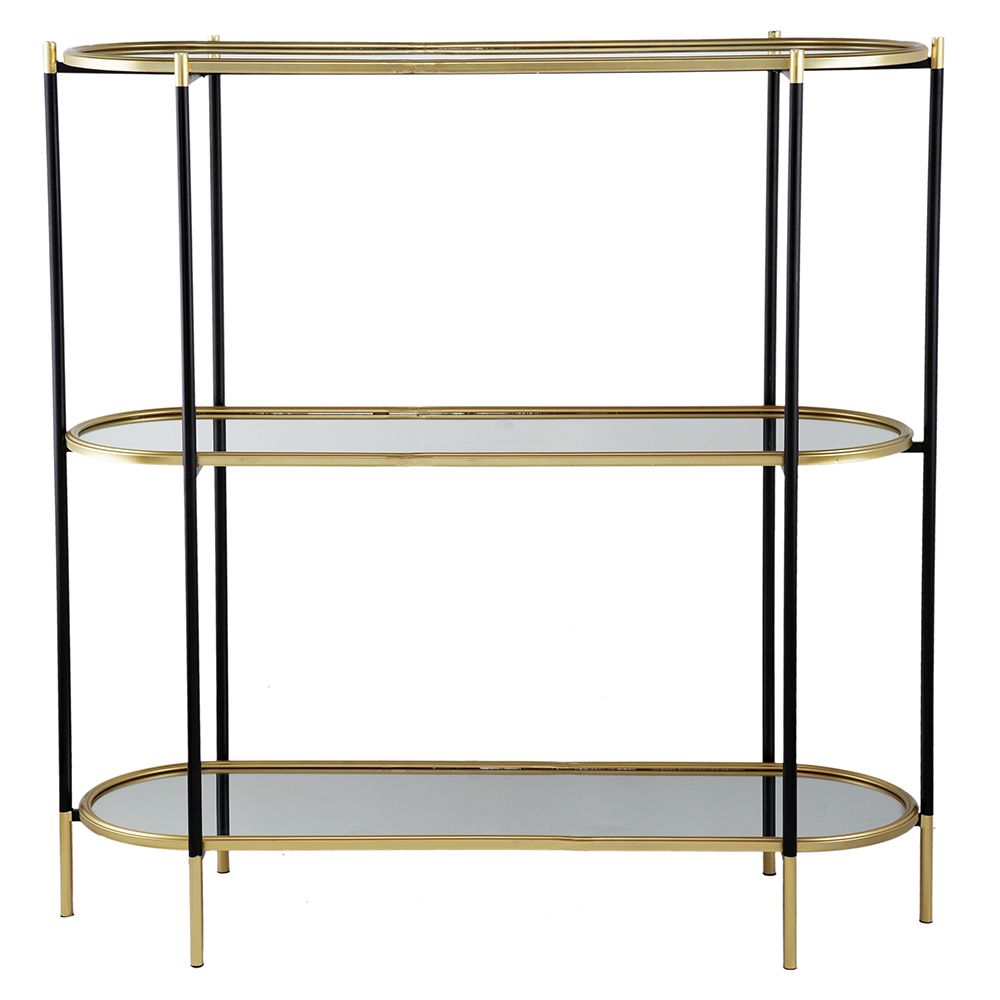 3-Tier Console Table with Mirrored Shelf - Angle View